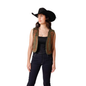 Chaleco Gamuza Verde Slim Fit
